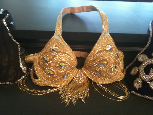 Bra and Belt (Bedlah): Gold bugle and Rocai beads