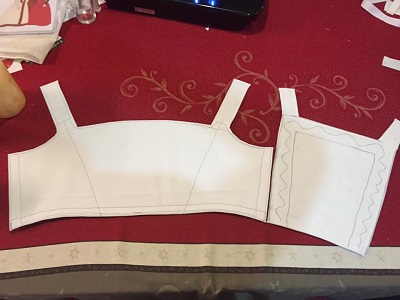 Bodice structure made of stabilizer, canvas, grosgrain ribbon and thread