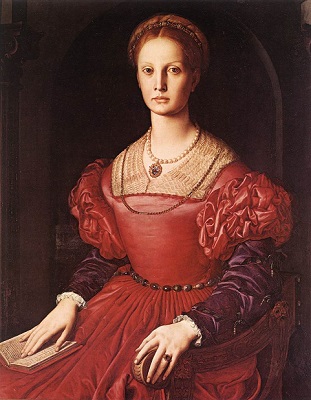 Portrait of Lucrezia Panciatichi, painted by Bronzino, 1545. Uffizi Gallery in Florence, Italy