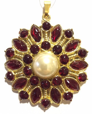Pendant with clear nail polish coating over burgundy
