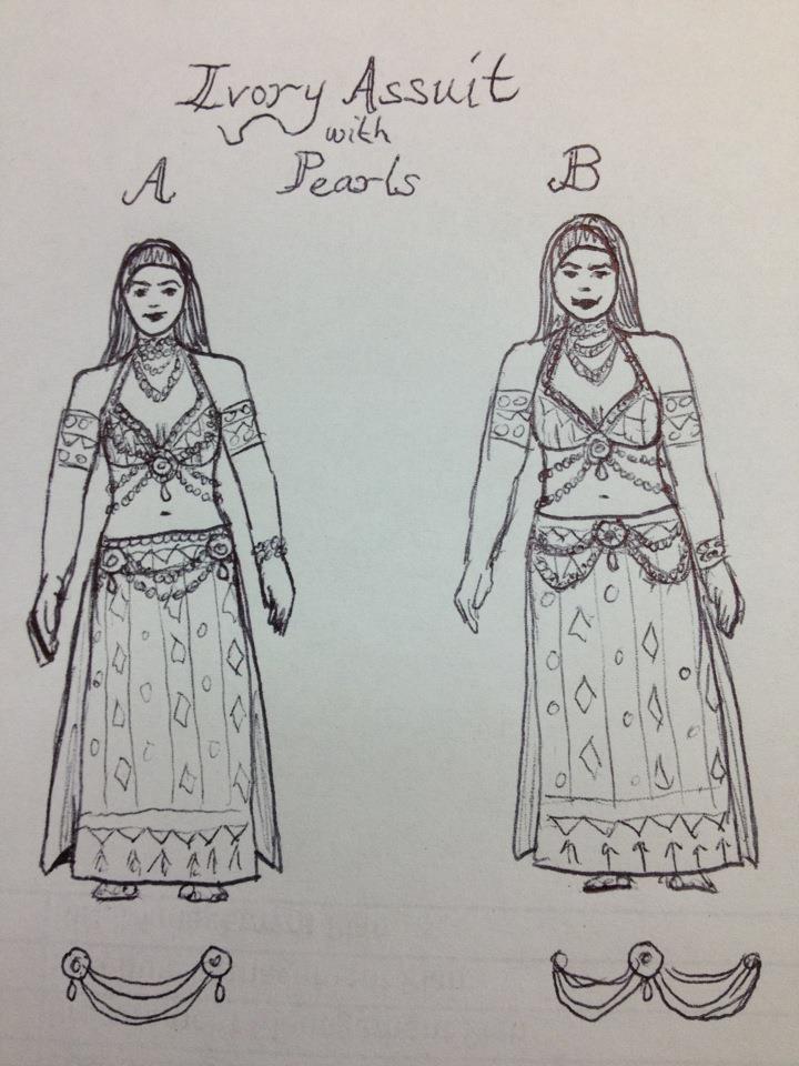 Sketches of Ivory Assuit Costume