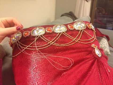Beaded Swags on Ruby Costume
